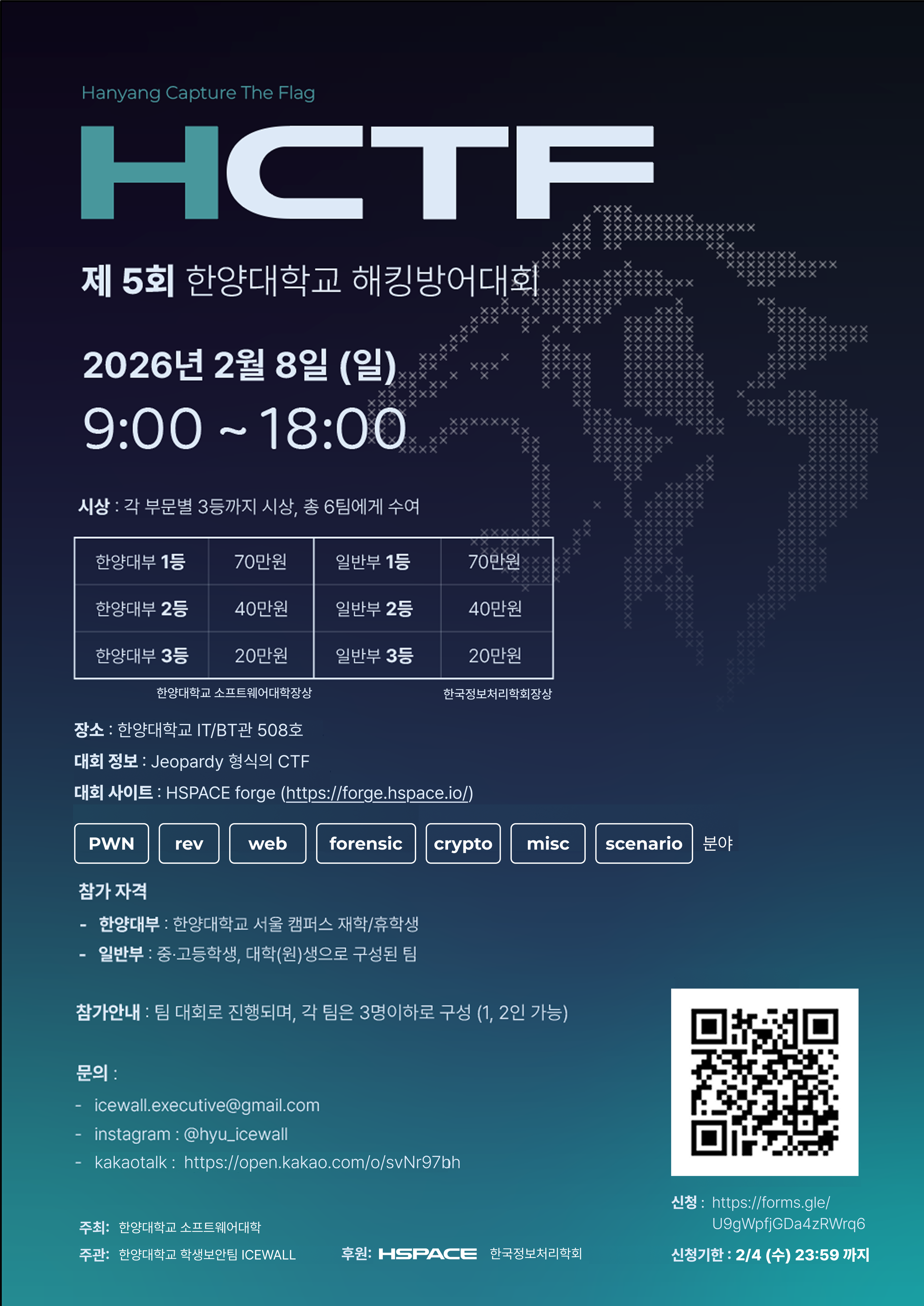 제5회 한양 해킹방어대회 HCTF with HSPACE 원본 포스터